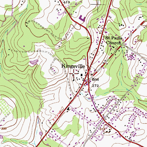 Topographic Map of Kingsville Census Designated Place, MD