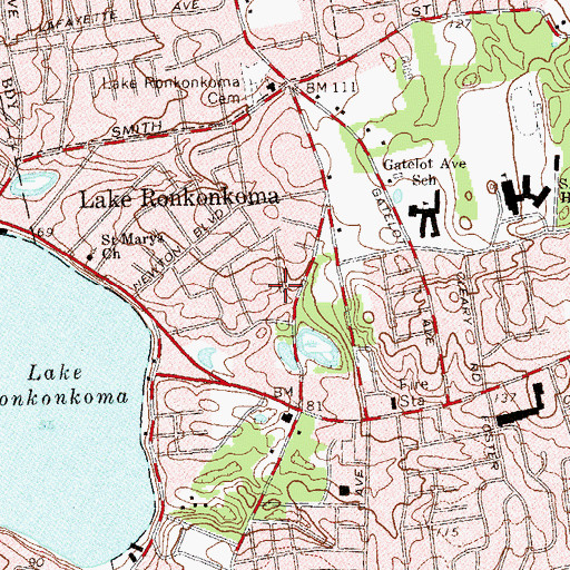 Topographic Map of Lake Ronkonkoma Census Designated Place, NY