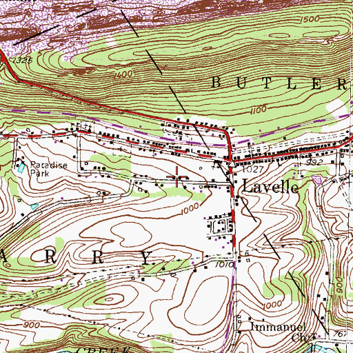 Topographic Map of Lavelle Census Designated Place, PA