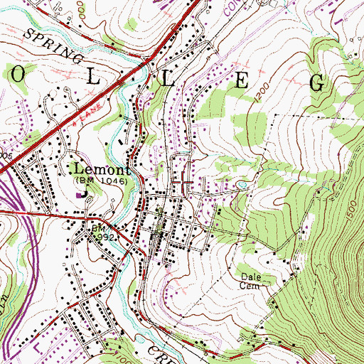 Topographic Map of Lemont Census Designated Place, PA