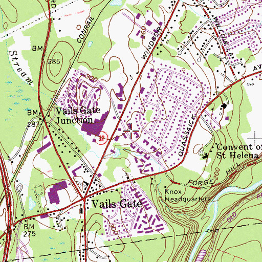Topographic Map of Vails Gate Census Designated Place, NY