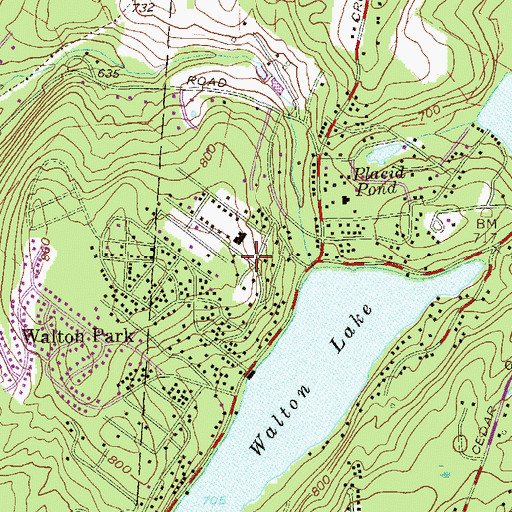 Topographic Map of Walton Park Census Designated Place, NY