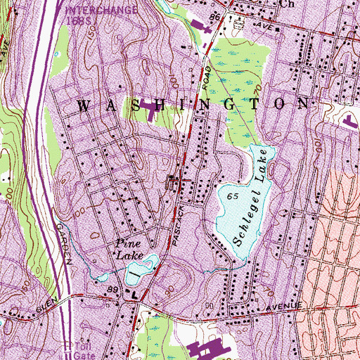 Topographic Map of Washington Township Census Designated Place, NJ