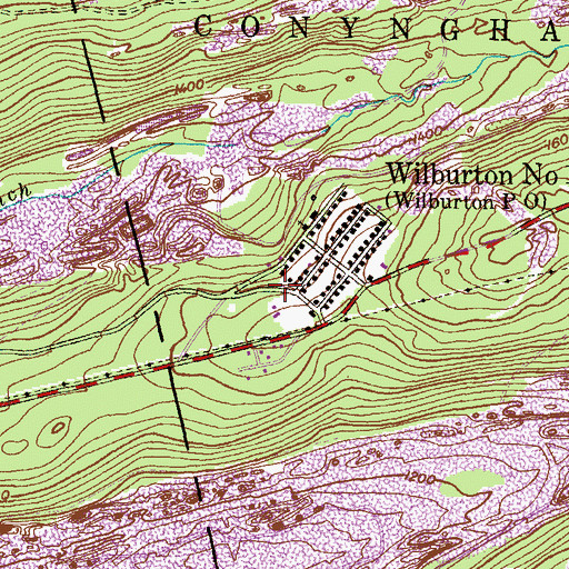 Topographic Map of Wilburton Number One Census Designated Place, PA