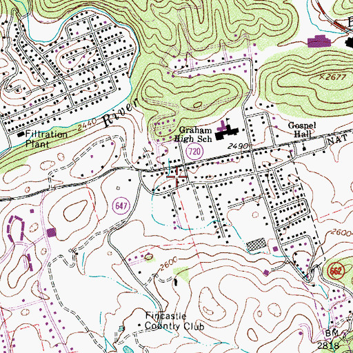Topographic Map of Town of Bluefield, VA