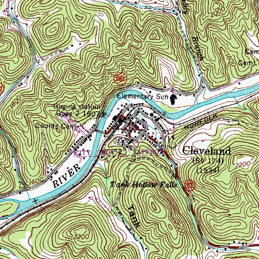 Topographic Map of Town of Cleveland, VA