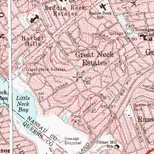 Topographic Map of Village of Great Neck Estates, NY