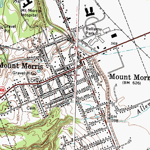 Topographic Map of Village of Mount Morris, NY