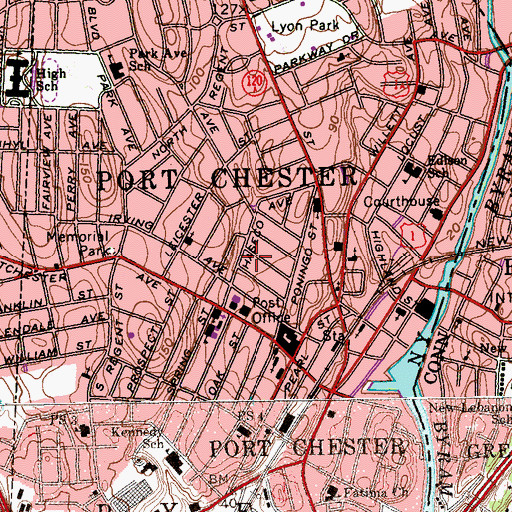 Topographic Map of Village of Port Chester, NY