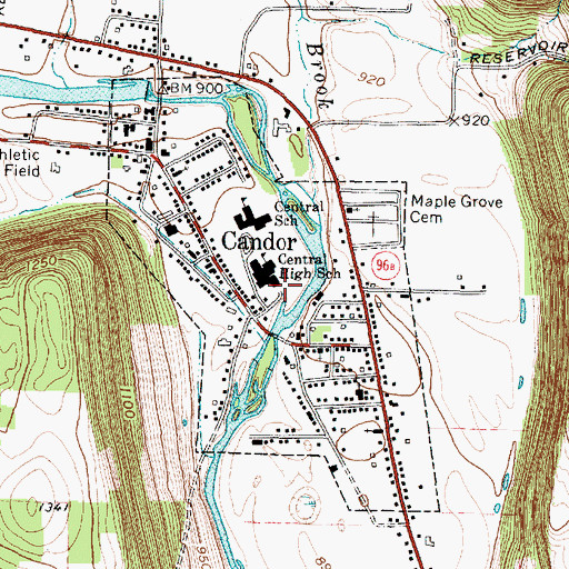 Topographic Map of Village of Candor, NY
