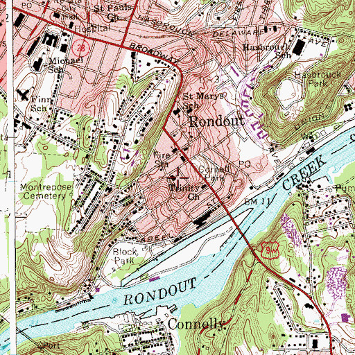 Topographic Map of Trinity Evangelical Lutheran Church, NY