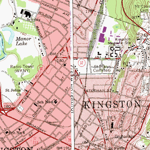 Topographic Map of Kingston Fire Department A H Wicks Engine Company 4, NY