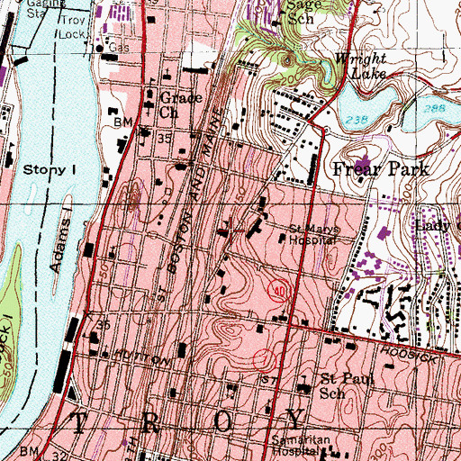 Topographic Map of Public School Number 2 (historical), NY
