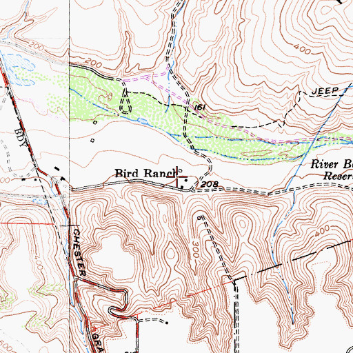Topographic Map of Bird Ranch, CA