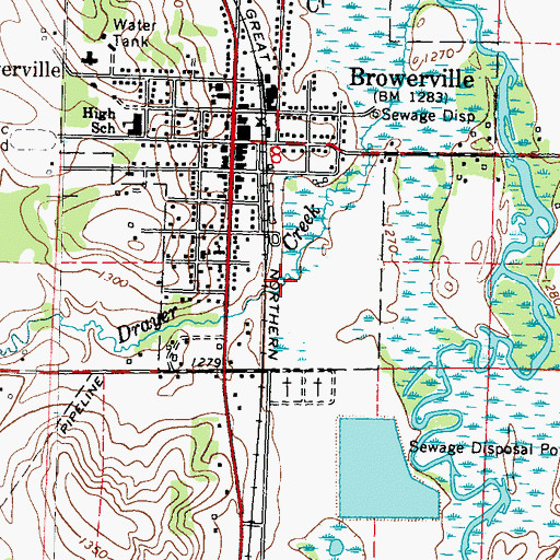 Topographic Map of City of Browerville, MN