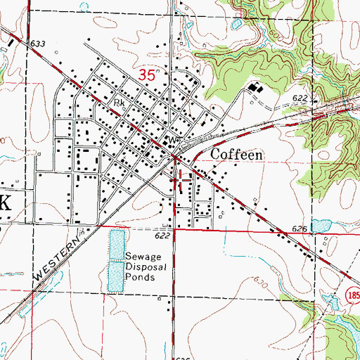 Topographic Map of City of Coffeen, IL