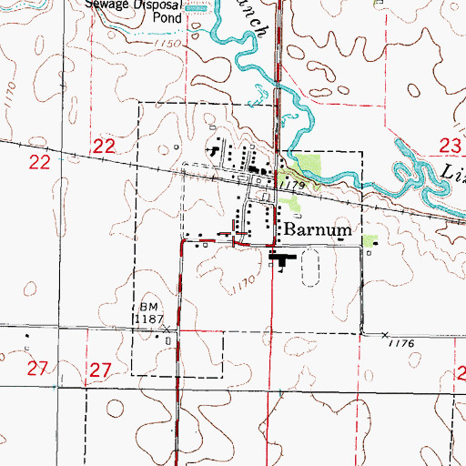 Topographic Map of City of Barnum, IA