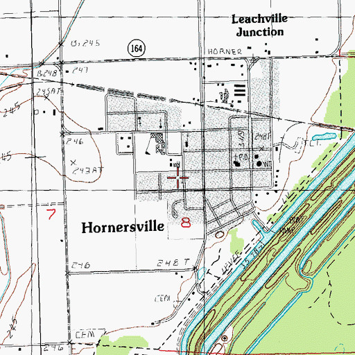 Topographic Map of City of Hornersville, MO