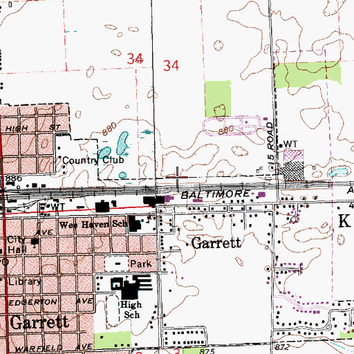 Topographic Map of City of Garrett, IN