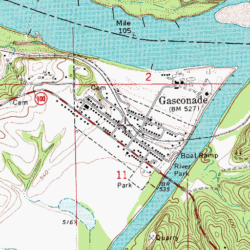 Topographic Map of City of Gasconade, MO