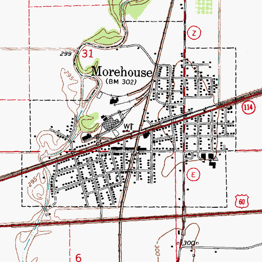 Topographic Map of City of Morehouse, MO