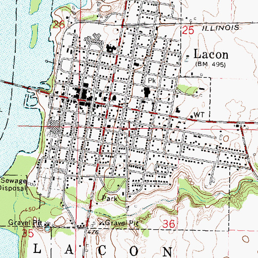 Topographic Map of City of Lacon, IL