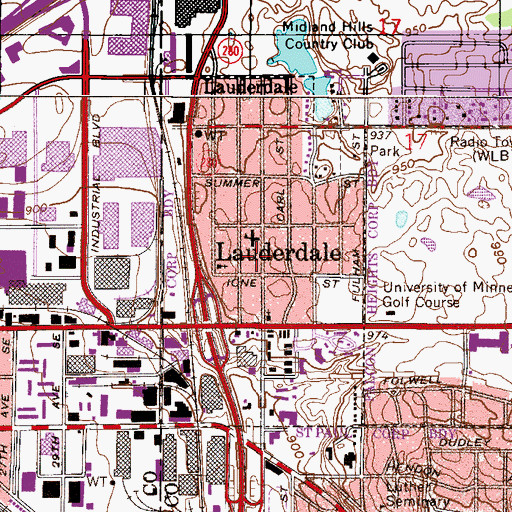 Topographic Map of City of Lauderdale, MN