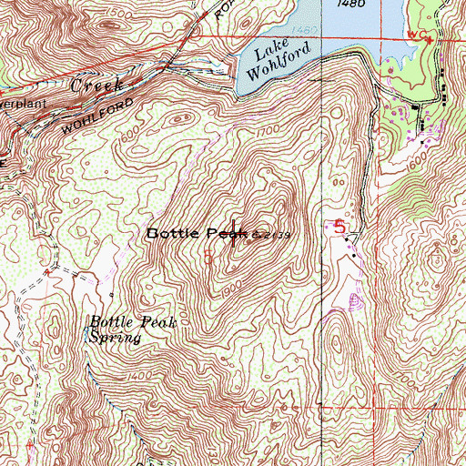 Topographic Map of Bottle Peak, CA