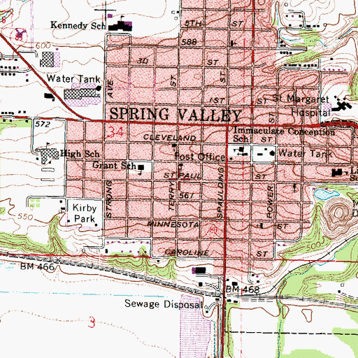 Topographic Map of City of Spring Valley, IL