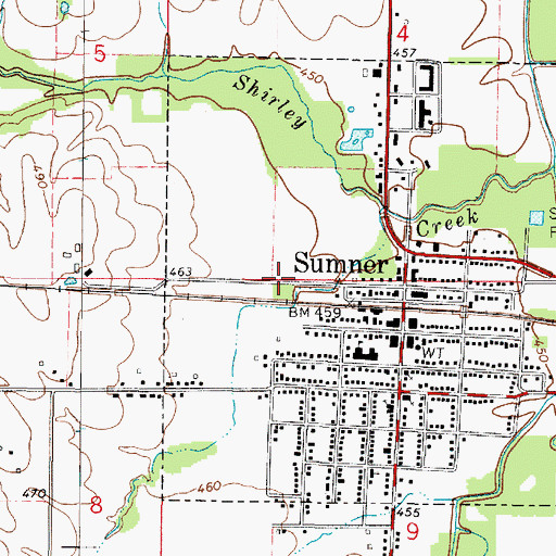 Topographic Map of City of Sumner, IL