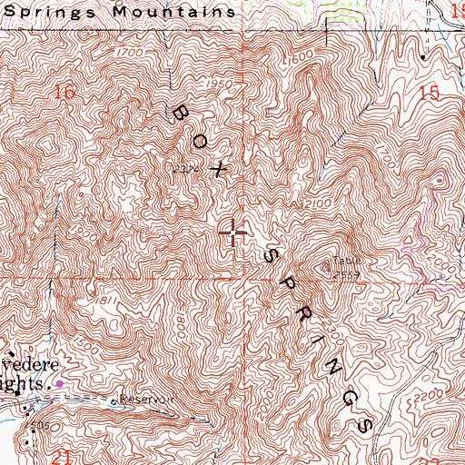 Topographic Map of Box Springs Mountains, CA