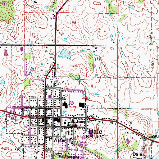 Topographic Map of Town of Dale, IN