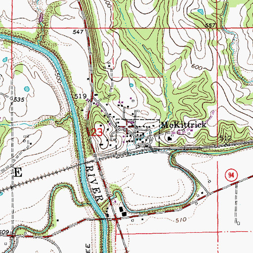 Topographic Map of Town of McKittrick, MO