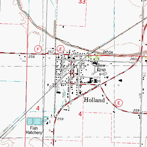 Topographic Map of Town of Holland, MO