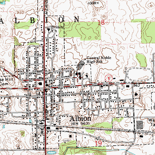 Topographic Map of Town of Albion, IN
