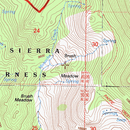 Topographic Map of Brush Meadow, CA