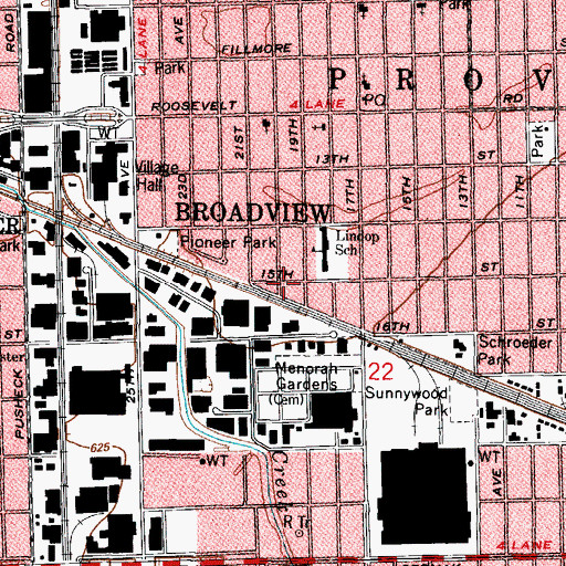 Topographic Map of Village of Broadview, IL