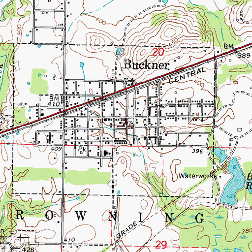 Topographic Map of Village of Buckner, IL