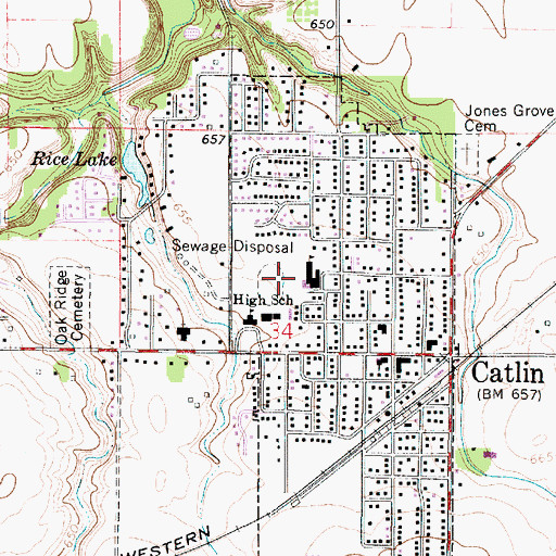 Topographic Map of Village of Catlin, IL