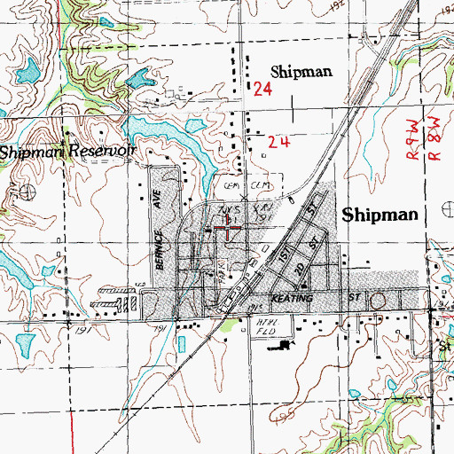 Topographic Map of Town of Shipman, IL