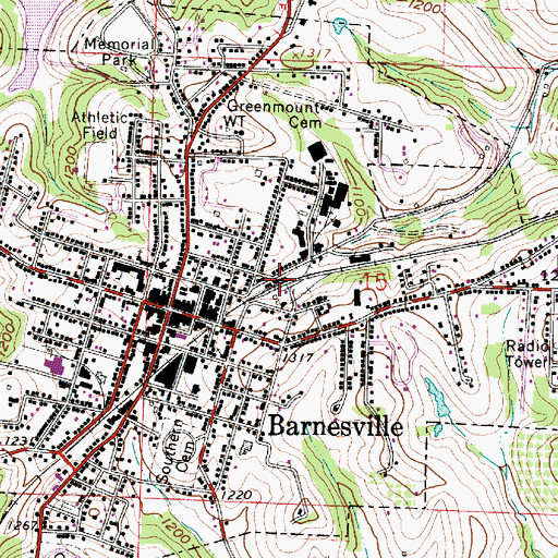 Topographic Map of Village of Barnesville, OH