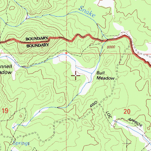 Topographic Map of Bull Meadow, CA