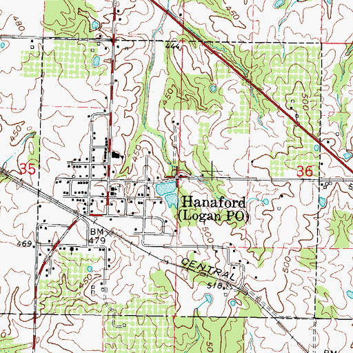 Topographic Map of Village of Hanaford, IL