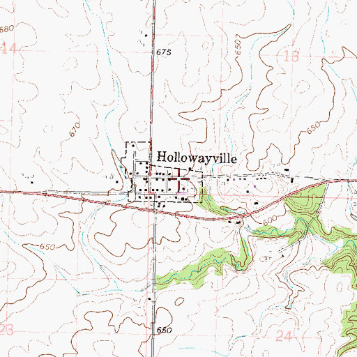 Topographic Map of Village of Hollowayville, IL