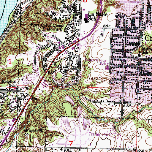 Topographic Map of Village of Creve Coeur, IL
