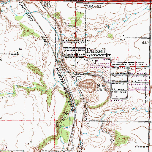 Topographic Map of Village of Dalzell, IL
