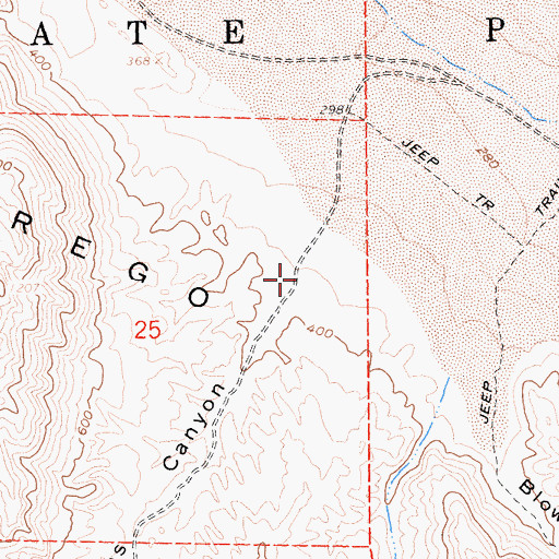 Topographic Map of Buttes Canyon, CA