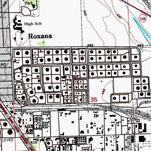 Topographic Map of Village of Roxana, IL