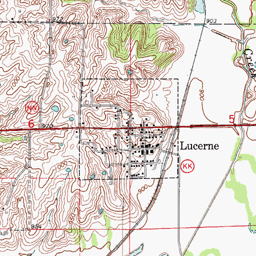 Topographic Map of Village of Lucerne, MO