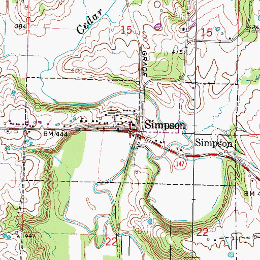Topographic Map of Village of Simpson, IL